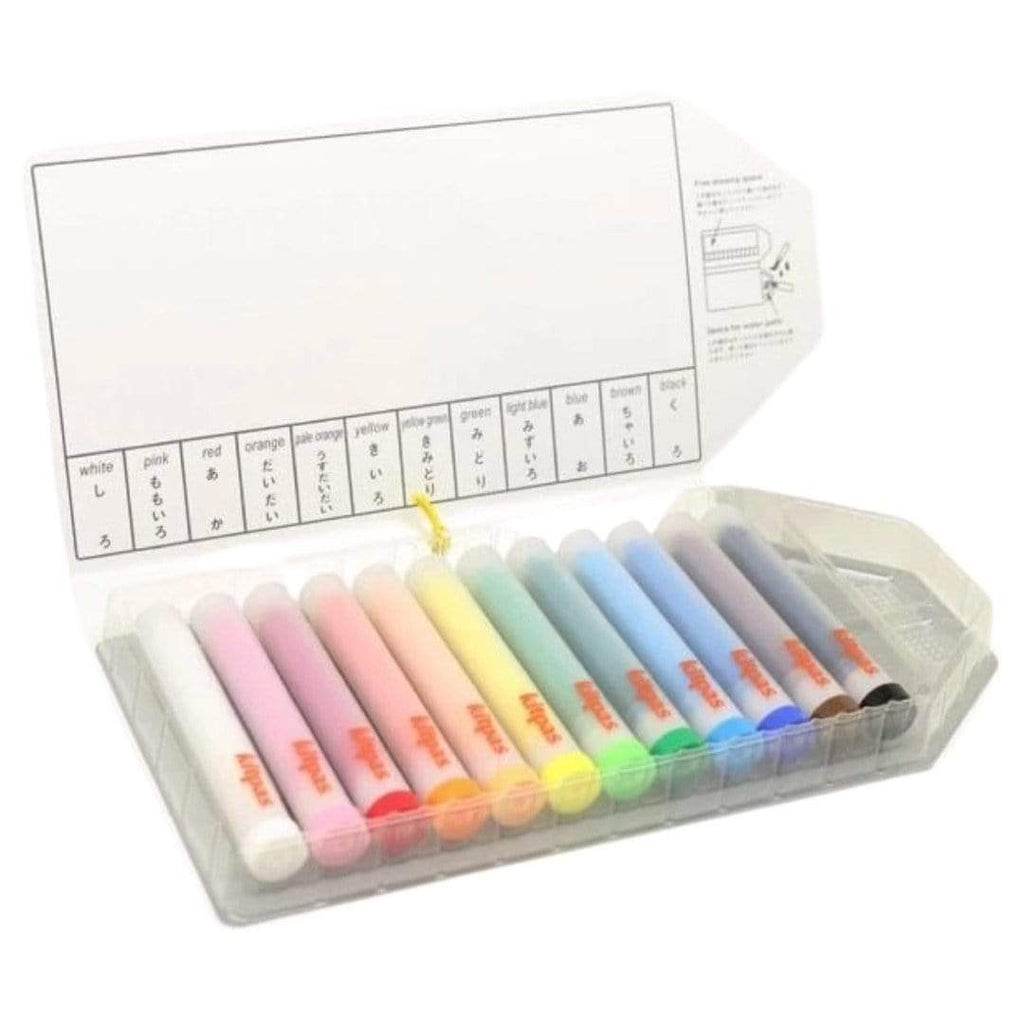 Kitpas 3 Plus Medium Stick Crayons with Holder 12 Colours