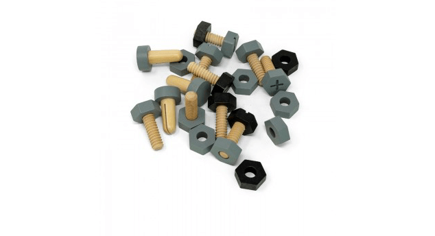 MamaMemo 3 Plus Wooden Workshop - Screws, Nuts and Bolts Set, 21 Pc