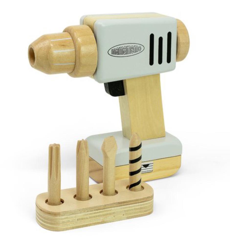 MamaMemo 3 Plus Wooden Workshop Tools - Drill with Charger