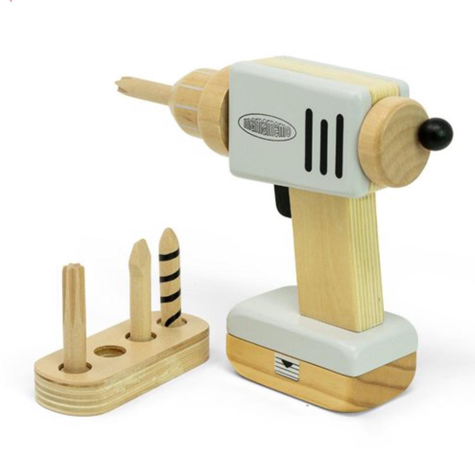 MamaMemo 3 Plus Wooden Workshop Tools - Drill with Charger
