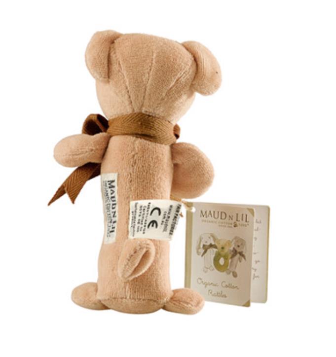 Maud n Lil Birth to 12 Months Stick Rattle - Cubby Teddy Bear
