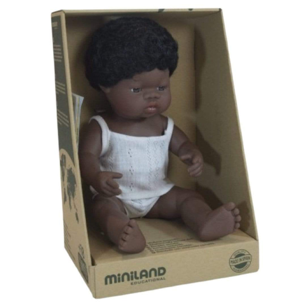 Miniland 18 Mths Plus Baby Doll 38cm - African Boy