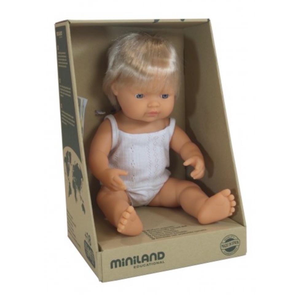 Miniland 18 Mths Plus Baby Doll 38cm - Caucasian Boy