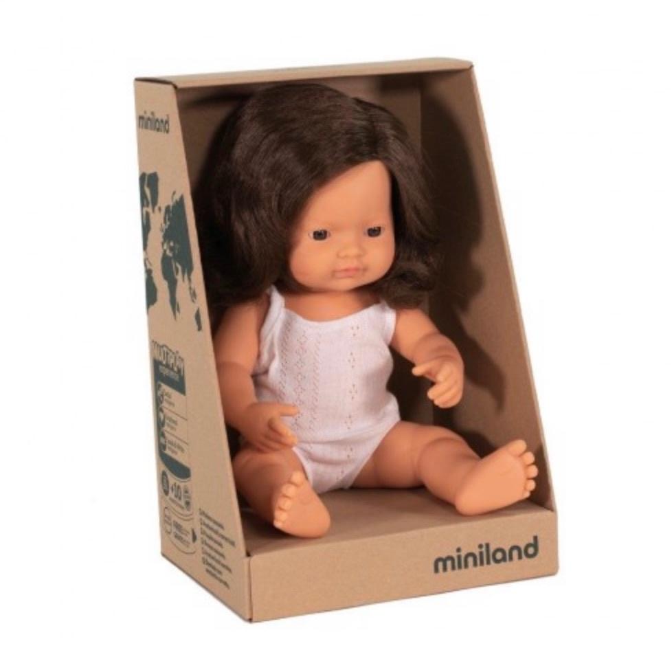 Miniland 18 Mths Plus Baby Doll 38cm - Caucasian Girl Brunette