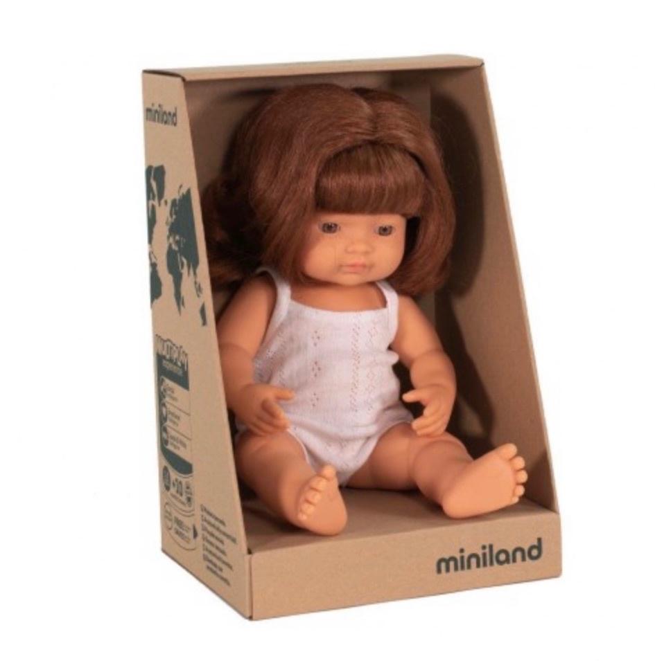 Miniland 18 Mths Plus Baby Doll 38cm - Caucasian Girl Red Head