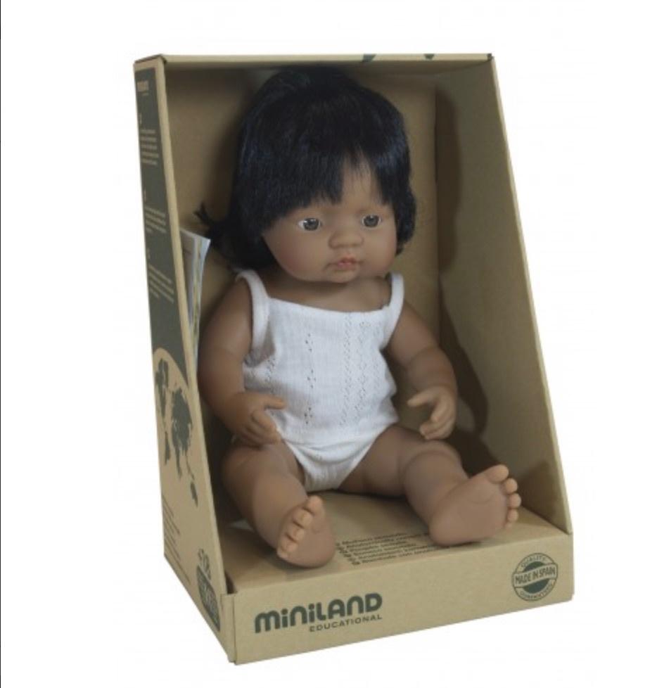 Miniland 18 Mths Plus Baby Doll 38cm - Hispanic Girl