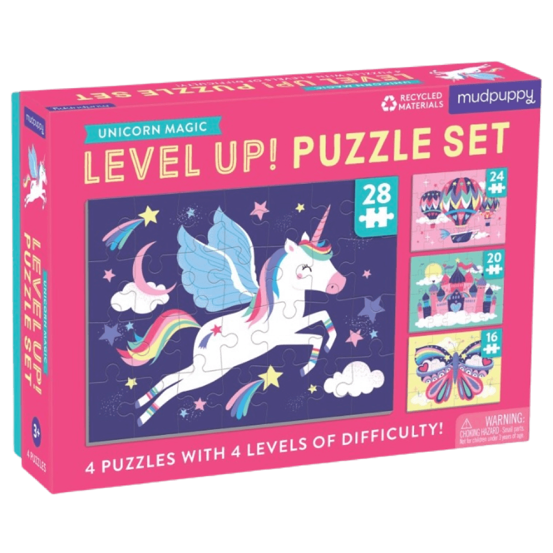 Mudpuppy 3 Plus Level Up Puzzle Set - Unicorn