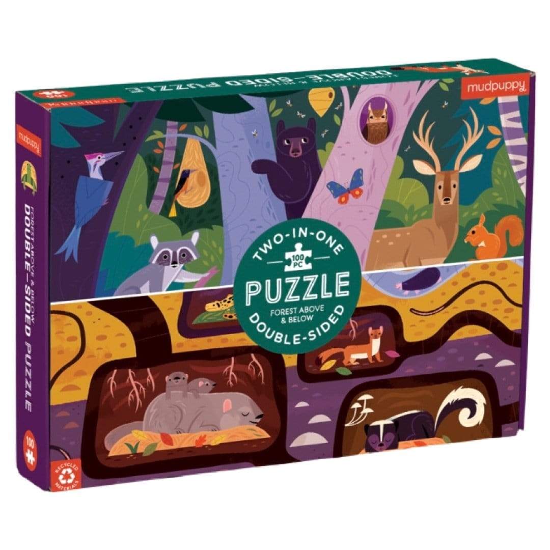Mudpuppy 6 Plus 100 Pc Double-Sided Puzzle - Forest Above & Below