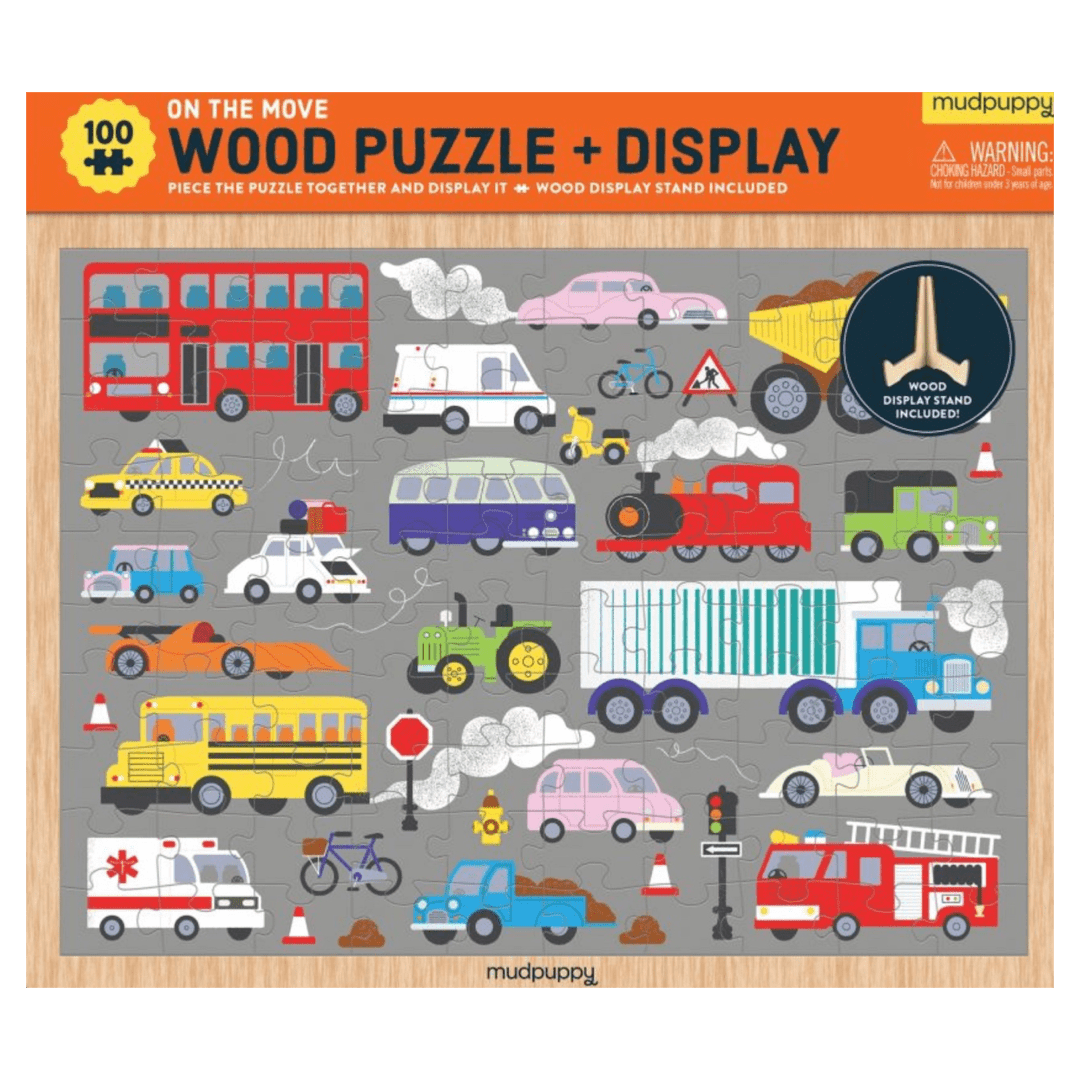 Mudpuppy 6 Plus 100 Pc Wooden Puzzle - On the Move