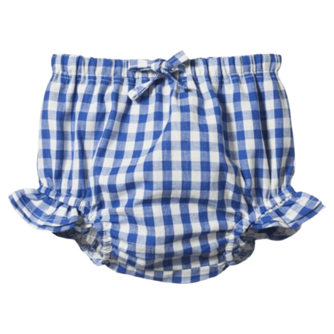 Nature Baby 0-3 Months to 1 Yr Gingham Petal Bloomers - Isle Blue Check