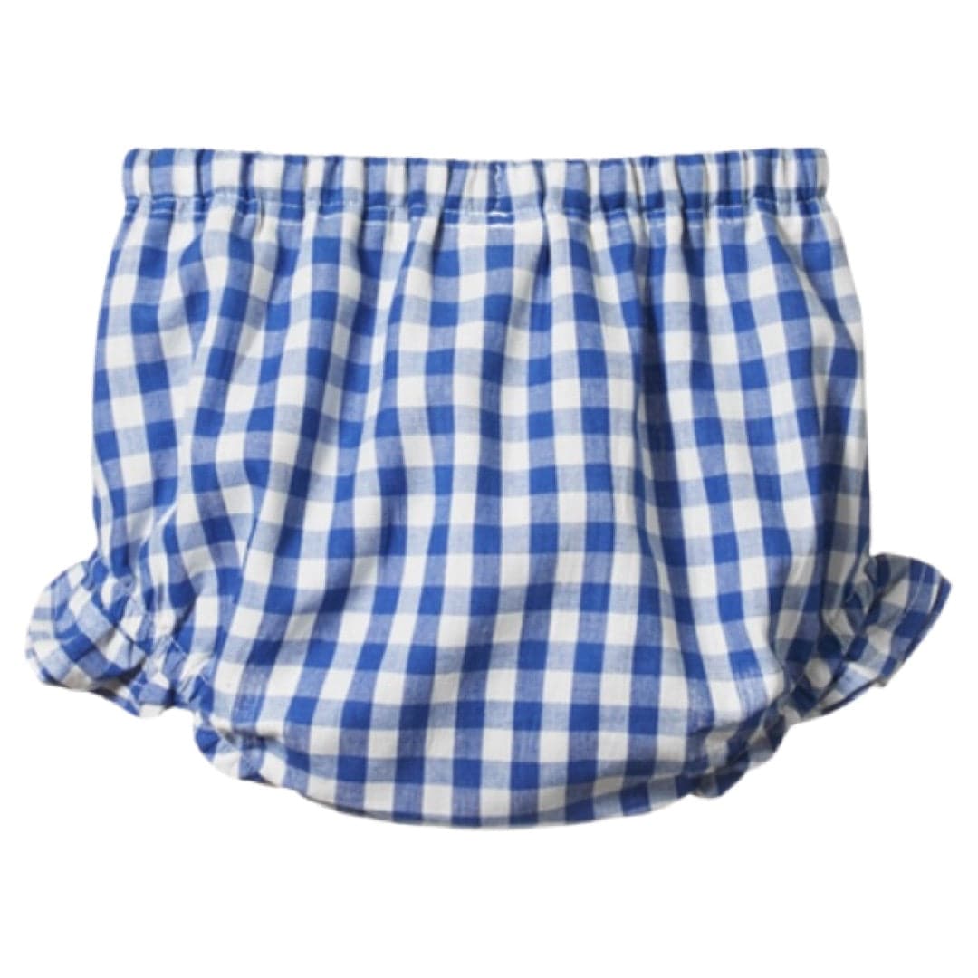 Nature Baby 0-3 Months to 1 Yr Gingham Petal Bloomers - Isle Blue Check