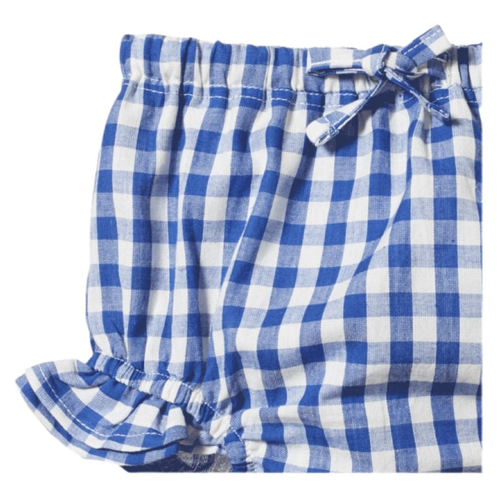 Nature Baby 0-3 Months to 1 Yr Gingham Petal Bloomers - Isle Blue Check