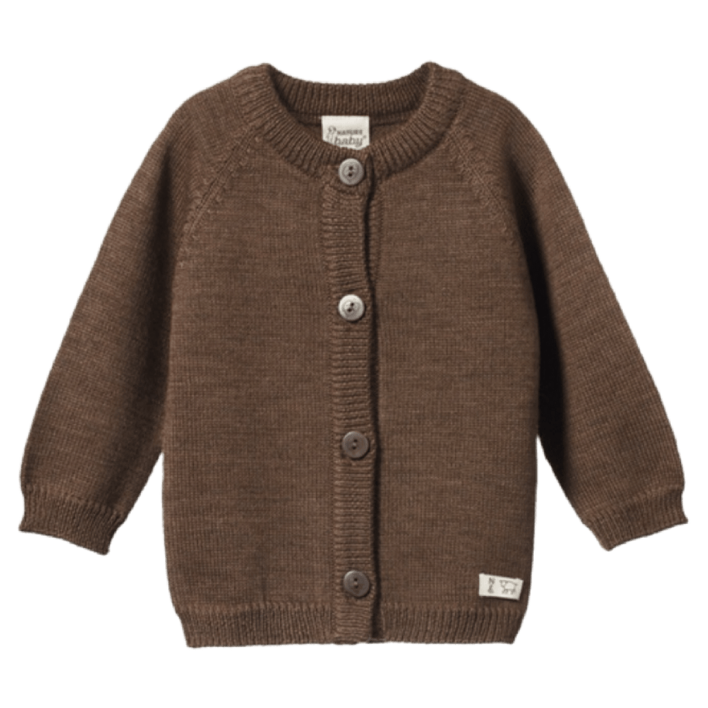 Nature Baby 0-3 Months to 1 Yr Merino Knit Cardigan - Acorn Marl