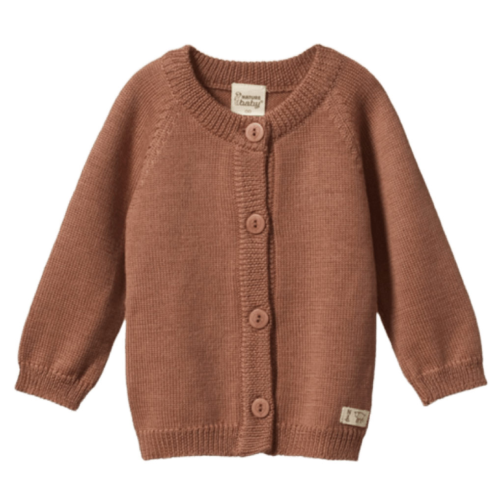 Nature Baby 0-3 Months to 1 Yr Merino Knit Cardigan - Hazelnut