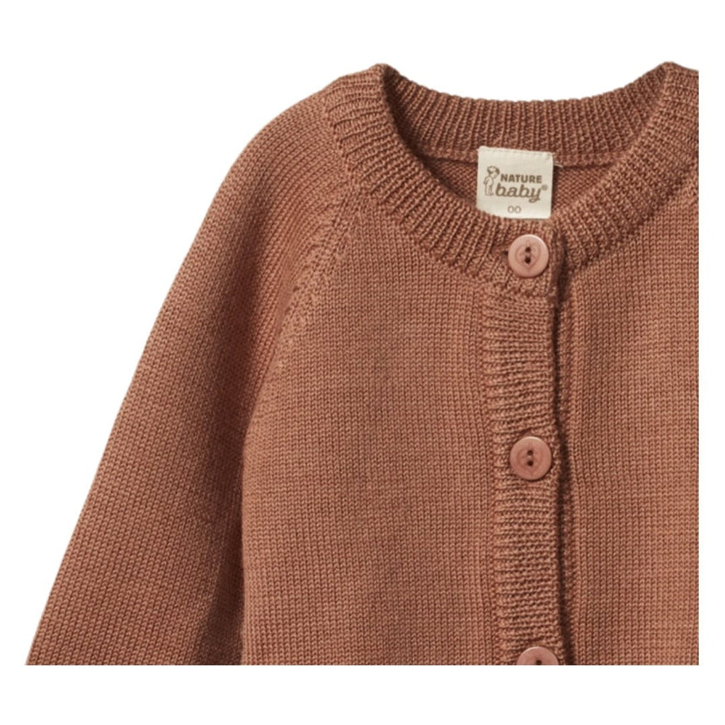 Nature Baby 0-3 Months to 1 Yr Merino Knit Cardigan - Hazelnut