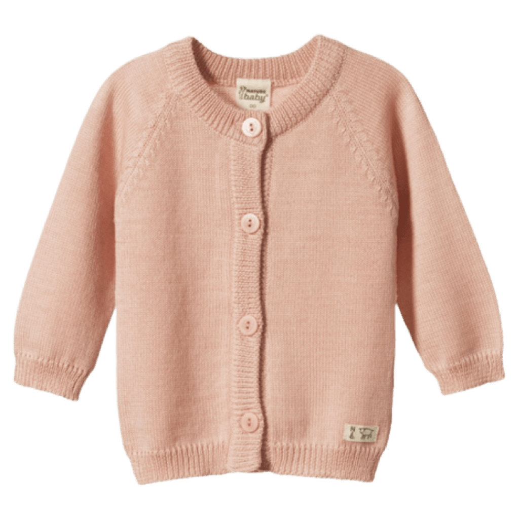 Nature Baby 0-3 Months to 1 Yr Merino Knit Cardigan - Rose Dust