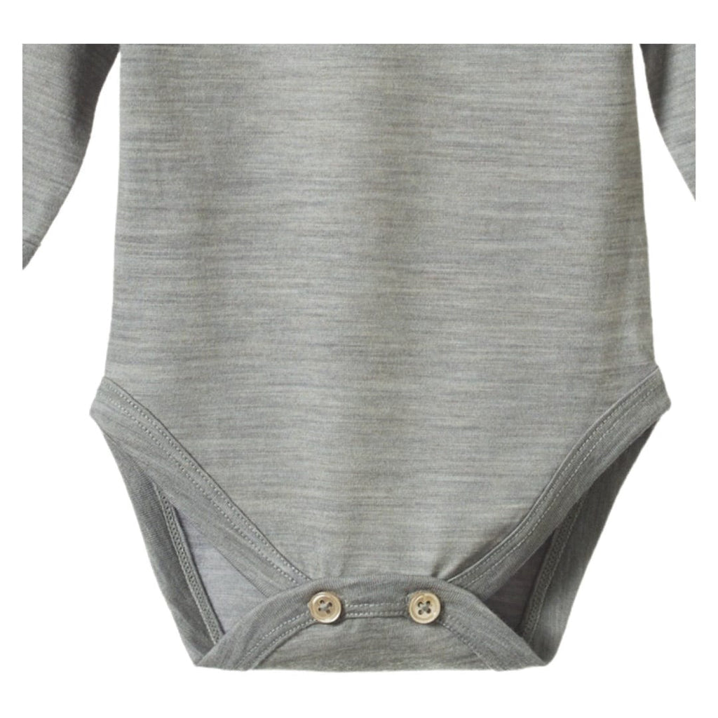 Nature Baby 0-3 Months to 1 Yr Merino Long Sleeve Bodysuit - Grey Marl