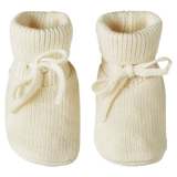 Nature Baby 0-3 Months to 3-6 Months Merino Knit Drawstring Booties - Natural