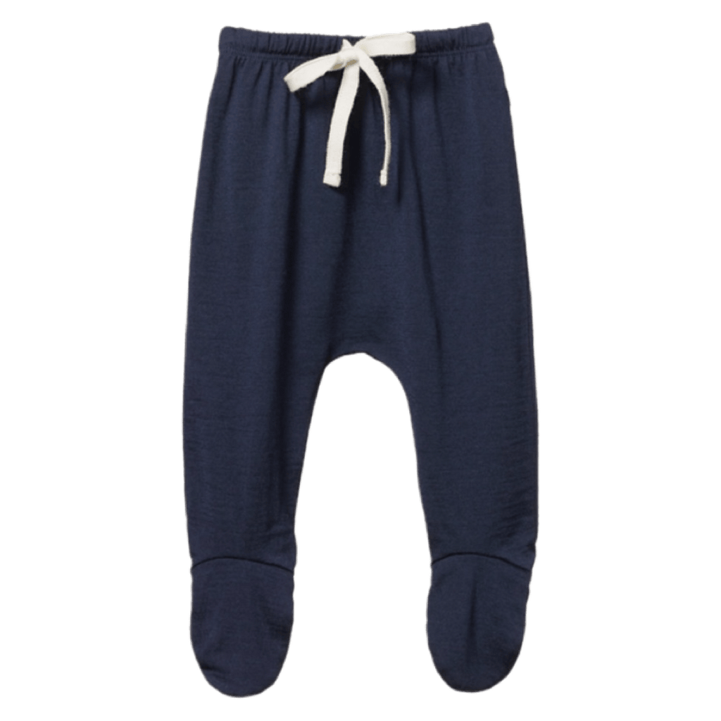 Nature Baby 0-3 Months to 6-12 Months Merino Footed Rompers - Navy