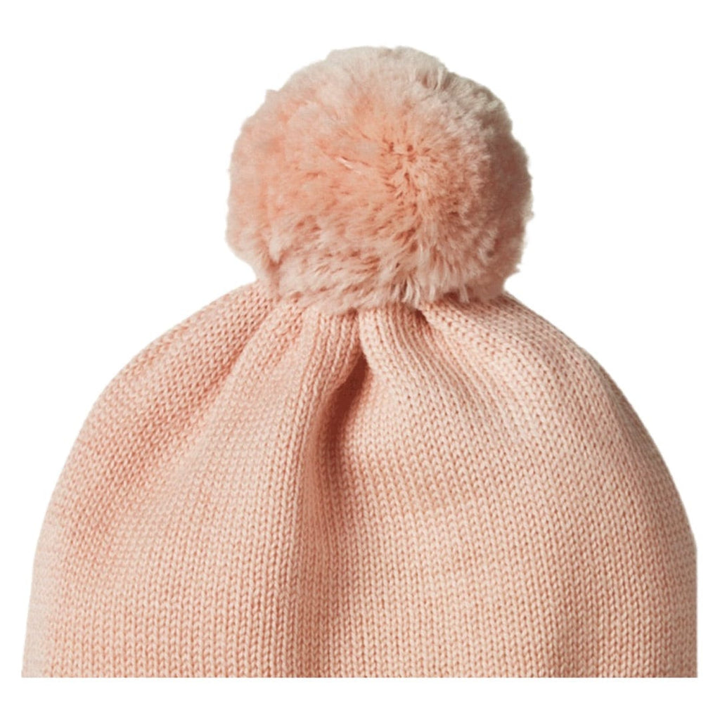 Nature Baby 0-6 Months to 3-4 Years Alpine Pom Pom Beanie - Rose Dust