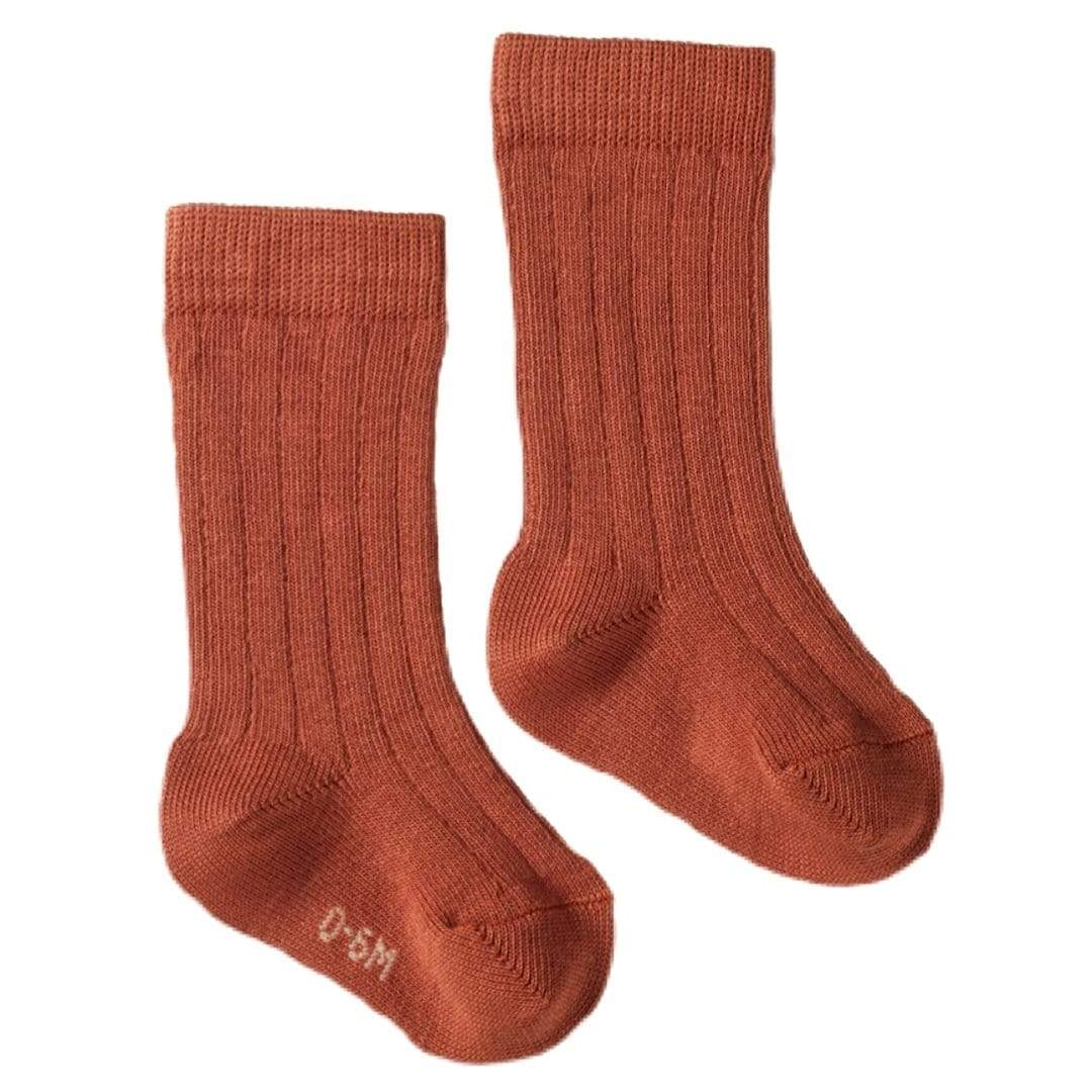 Nature Baby 0-6 Months to 4 Yrs 0-6M Cotton Rib Socks - Clay