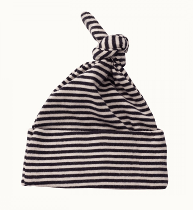 Nature Baby 0-6m to 6-12m Cotton Knotted Beanie - Navy Stripe