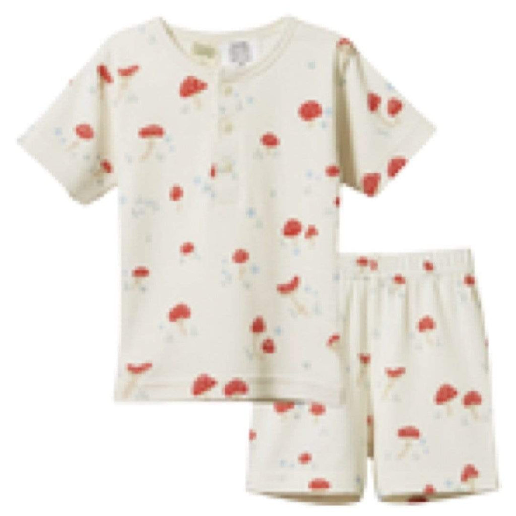 Nature Baby 1 to 4 1 / Mushroom Valley Short Sleeved Rib Pyjama Set