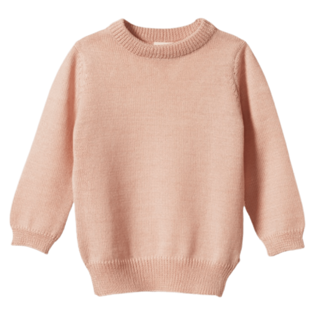 Nature Baby 6-12 Months to 4 Merino Knit Pullover - Rose Dust