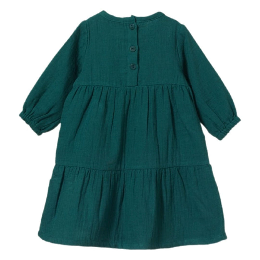 Nature Baby 6 - 12 Months to 4 Years Long Sleeve Esther Dress - Teal Crinkle