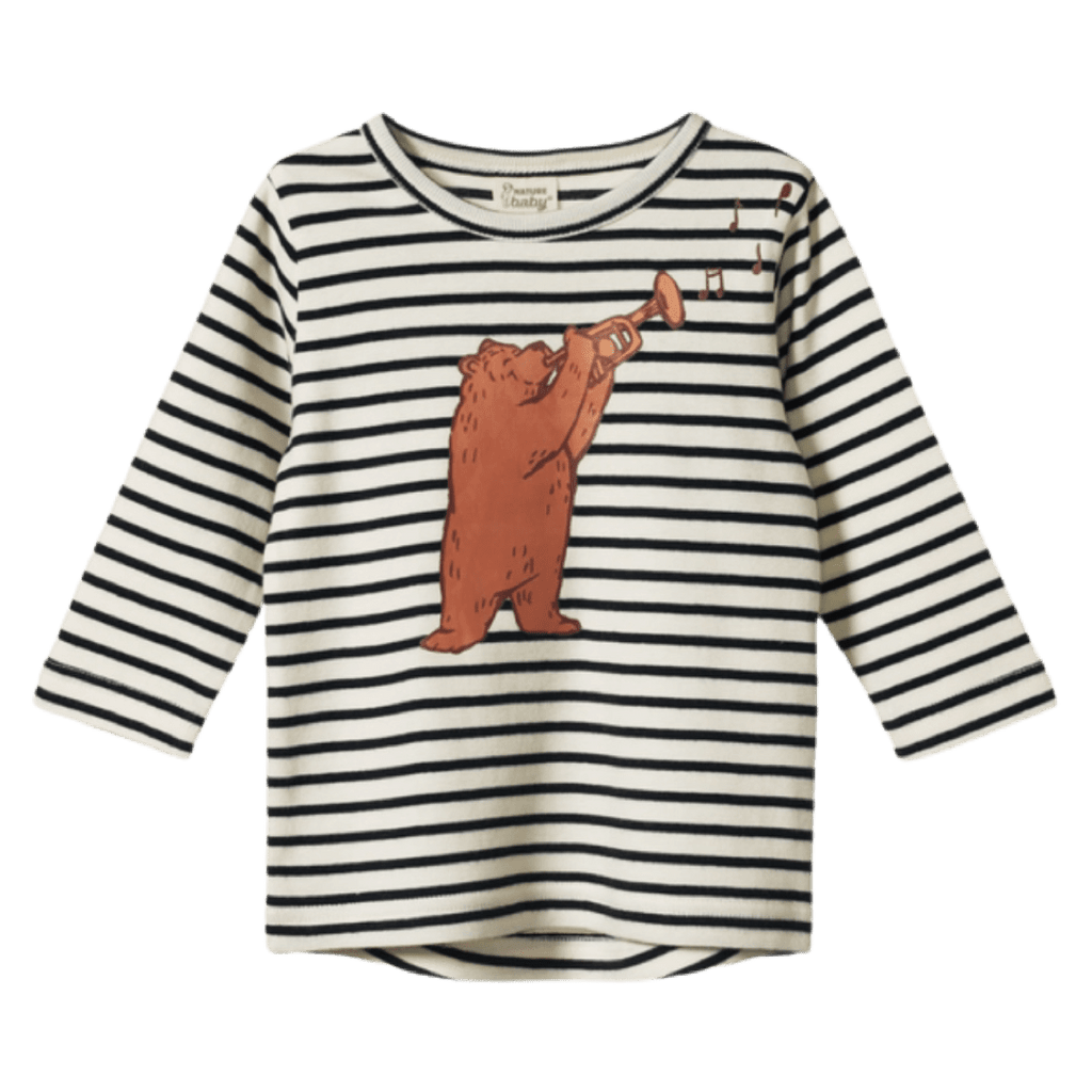 Nature Baby 6-12 Months to 5 Long Sleeve River Tee - Folk Bear Print