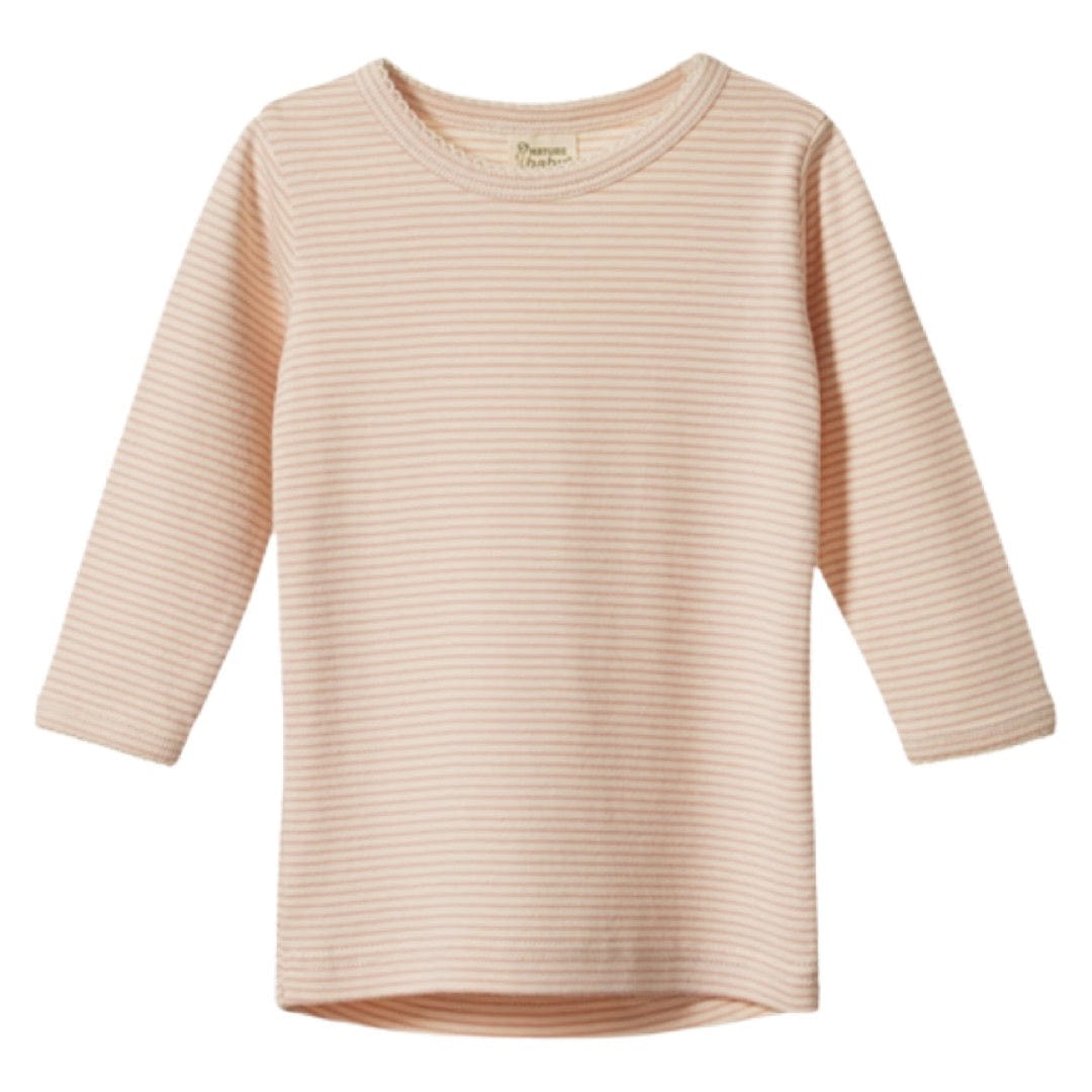 Nature Baby 6-12 Months to 5 Years Long Sleeve Cloud Tee - Rose Dust Pinstripe