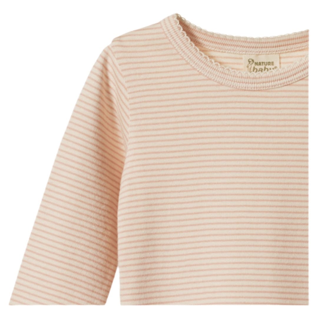 Nature Baby 6-12 Months to 5 Years Long Sleeve Cloud Tee - Rose Dust Pinstripe