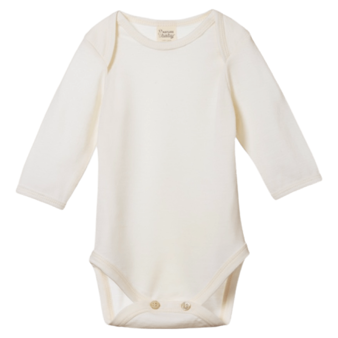 Nature Baby Newborn to 1 Year Merino Long Sleeve Bodysuit - Natural