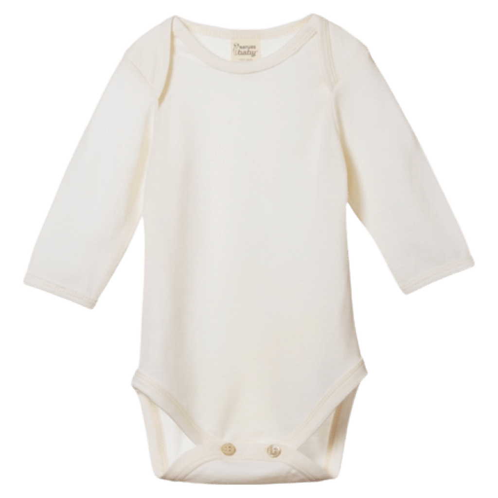 Nature Baby Newborn to 1 Year Merino Long Sleeve Bodysuit - Natural