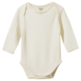 Nature Baby Newborn to 1 Year Merino Pointelle Long Sleeve Bodysuit - Natural