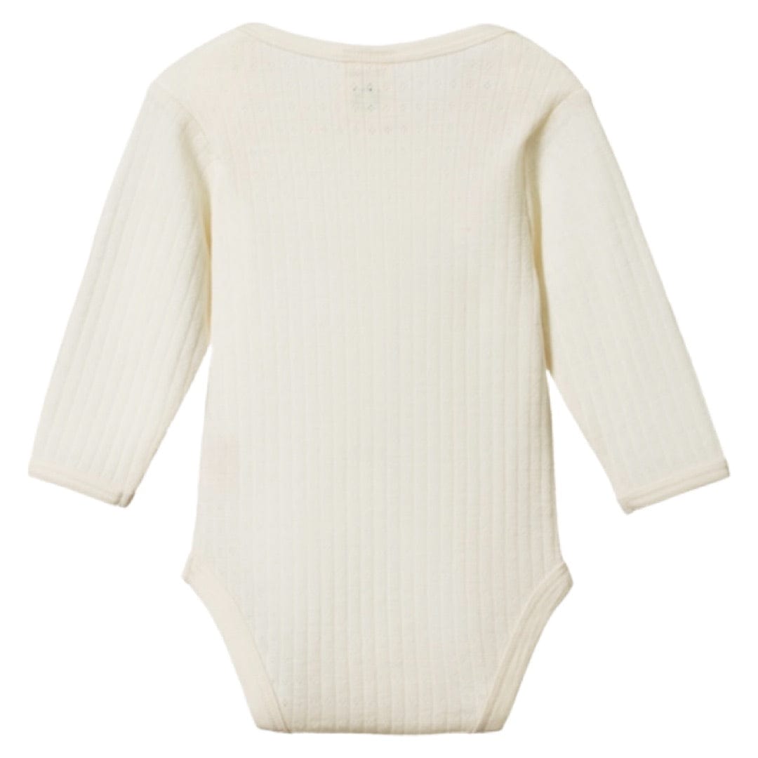 Nature Baby Newborn to 1 Year Merino Pointelle Long Sleeve Bodysuit - Natural