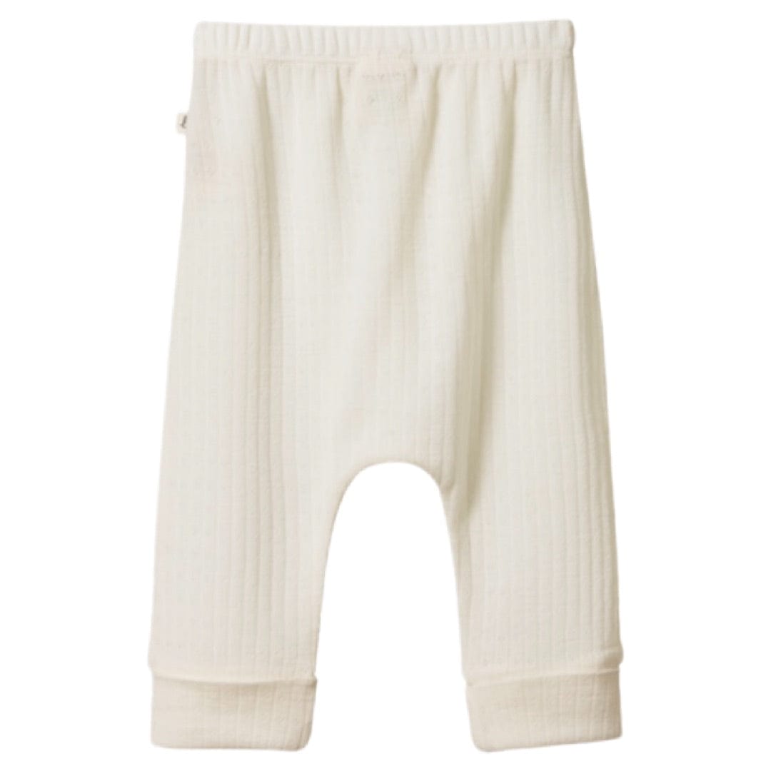 Nature Baby Newborn to 3-6M Merino Pointelle Drawstring Pants  - Natural