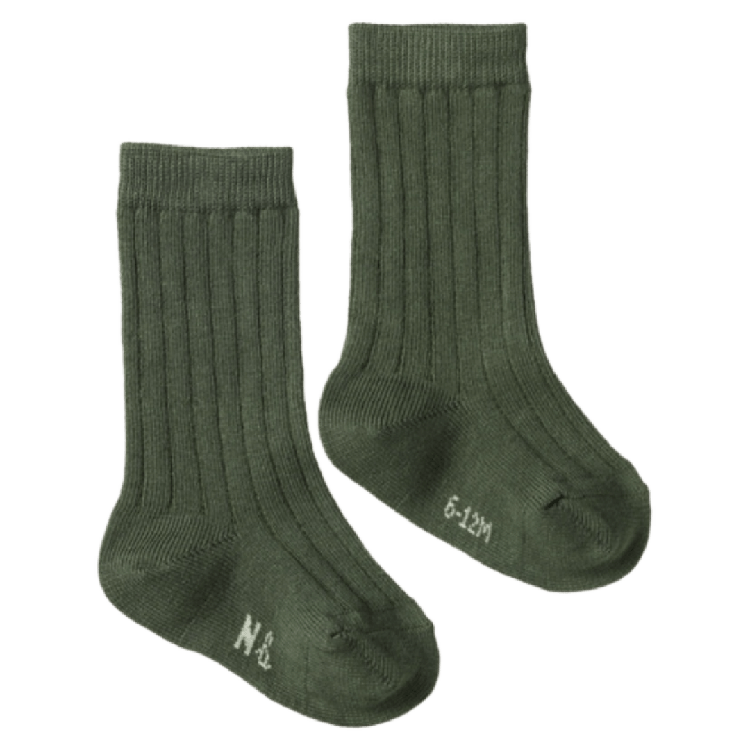 Nature Baby Newborn to 5-6 Years Cotton Rib Socks - Thyme