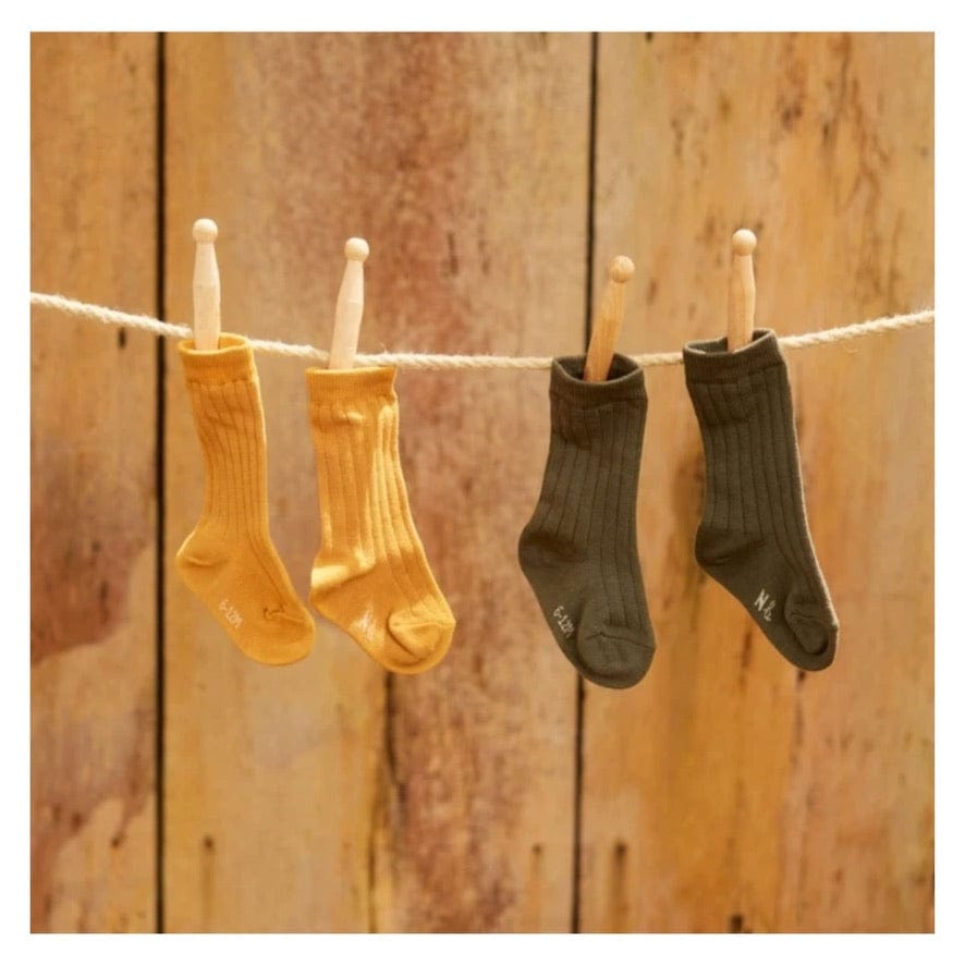Nature Baby Newborn to 5-6 Years Cotton Rib Socks - Thyme