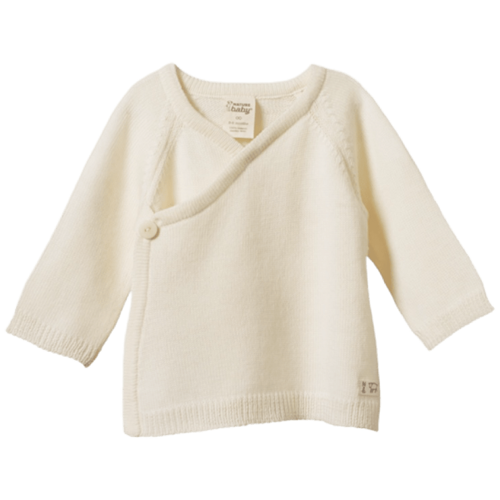 Nature Baby Newborn to 6-12 Months Merino Knit Kimono Jacket - Natural