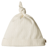 Nature Baby Newborn to 6 -12M Merino Pointelle Knotted Beanie - Natural