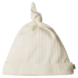 Nature Baby Newborn to 6 -12M Merino Pointelle Knotted Beanie - Natural