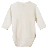 Nature Baby Newborn to 6 -12M Merino Pointelle L/S Kimono Bodysuit - Natural