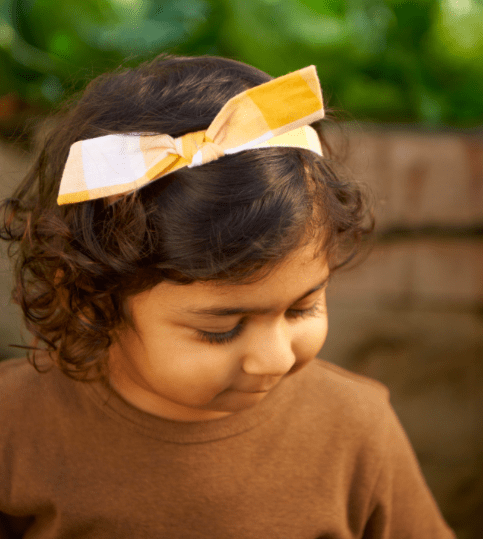 Nature Baby Small to Medium Small Bow Head Band Gingham