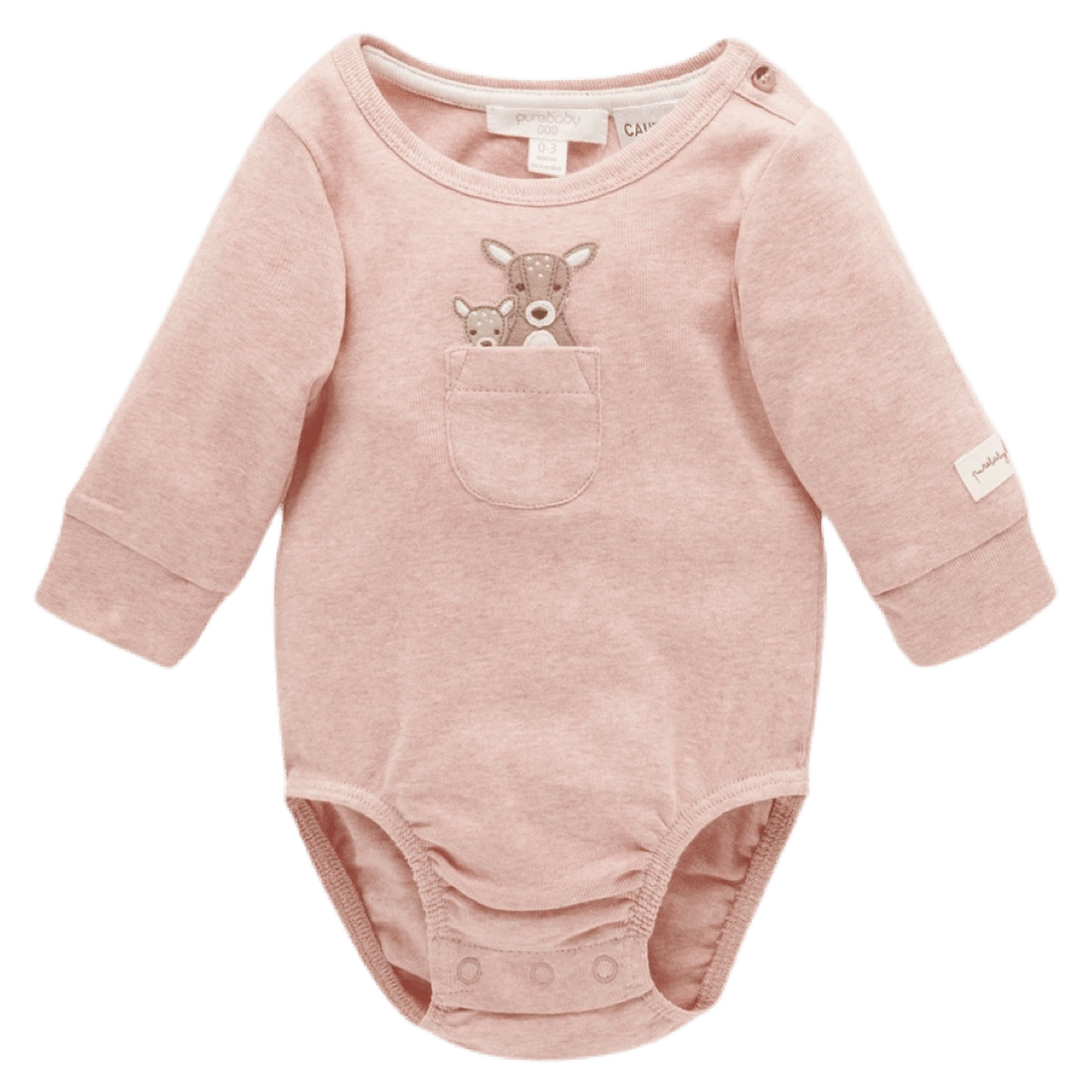 Pure Baby 0-3 Months to 1 Yr Family Peekaboo Bodysuit - Blush Melange