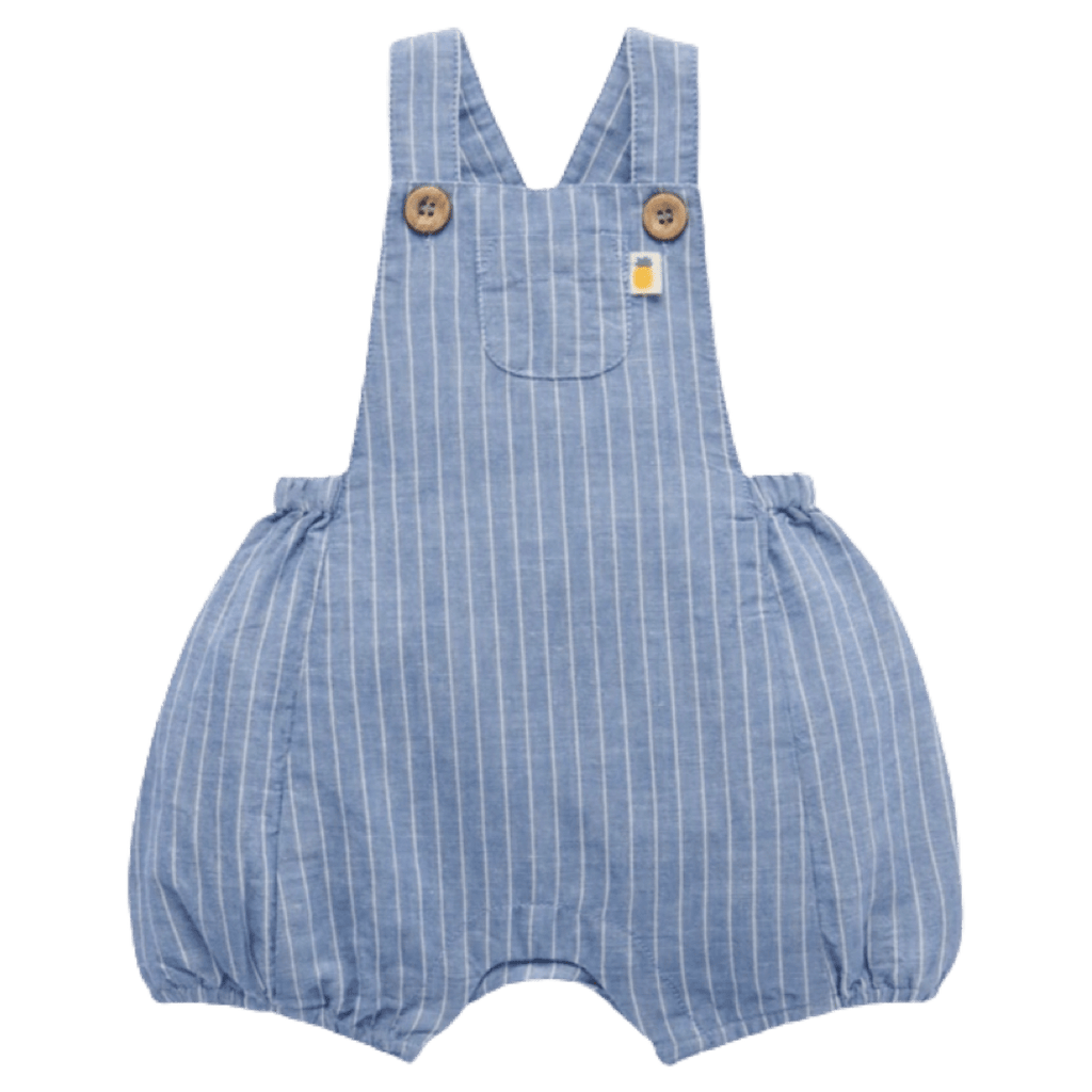 Pure Baby 0-3 Months to 2 Yrs Linen Blend Overall - Waves Stripe