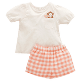 Pure Baby 2 to 5 Years Monkey Set - Papaya Gingham