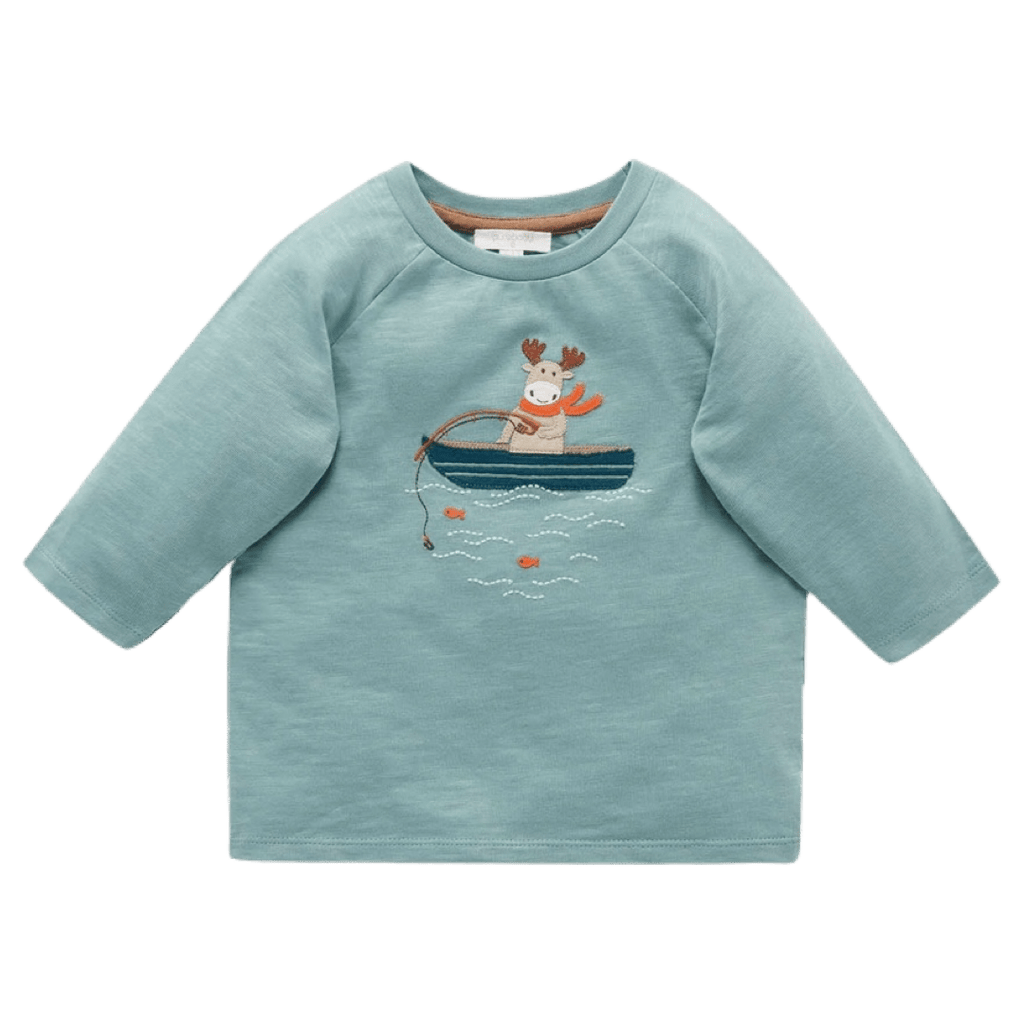Pure Baby 6-12 Months to 5 Little Boat Tee - Moss
