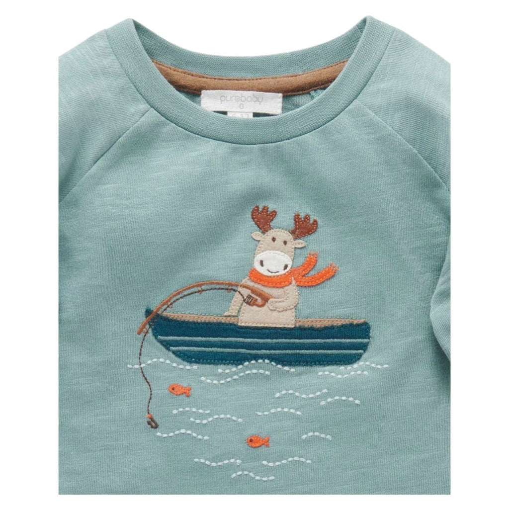Pure Baby 6-12 Months to 5 Little Boat Tee - Moss