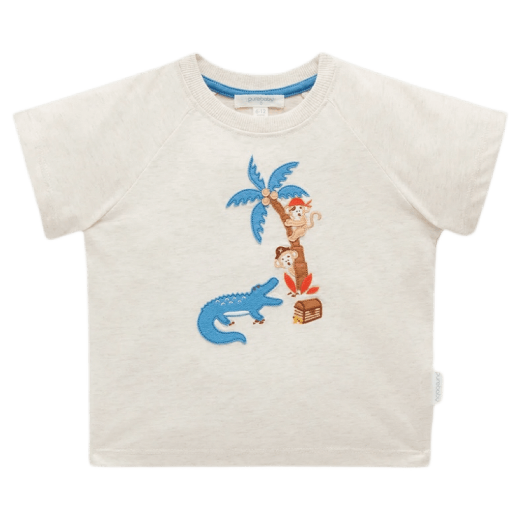 Pure Baby 6-12 Months to 5 Snap Snap Relaxed Tee - Oat Melange